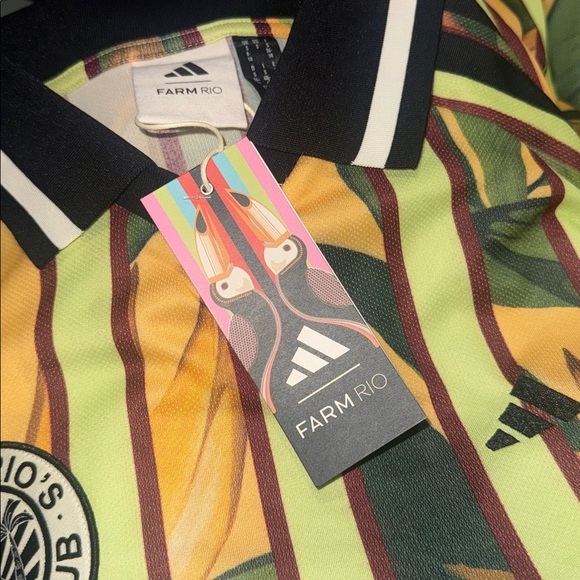 NWT Farm rio X adidas stripes of paradise semi spark dress Oversize Green - Picture 9 of 12